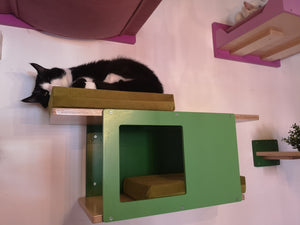 Cat Wall Shelf Bed - Wally Tunnel Mini - Scratchy Things Premium Pet Furniture