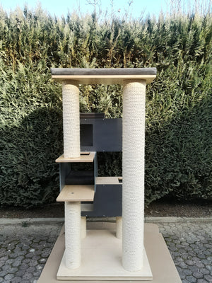 Big Cat Tower Pole Box Bed Shelf - Floory Spire - Scratchy Things Premium Pet Furniture