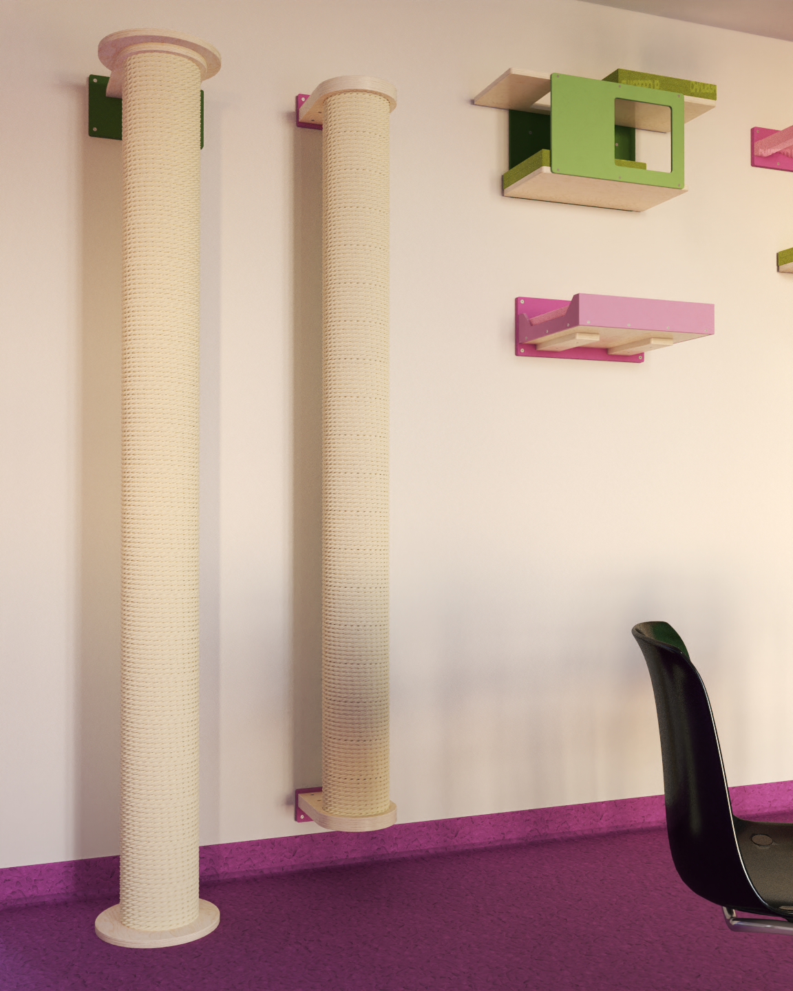 Cat Wall Scratching Pole Post Shelf - Mounty Chonk - Scratchy Things Premium Pet Furniture