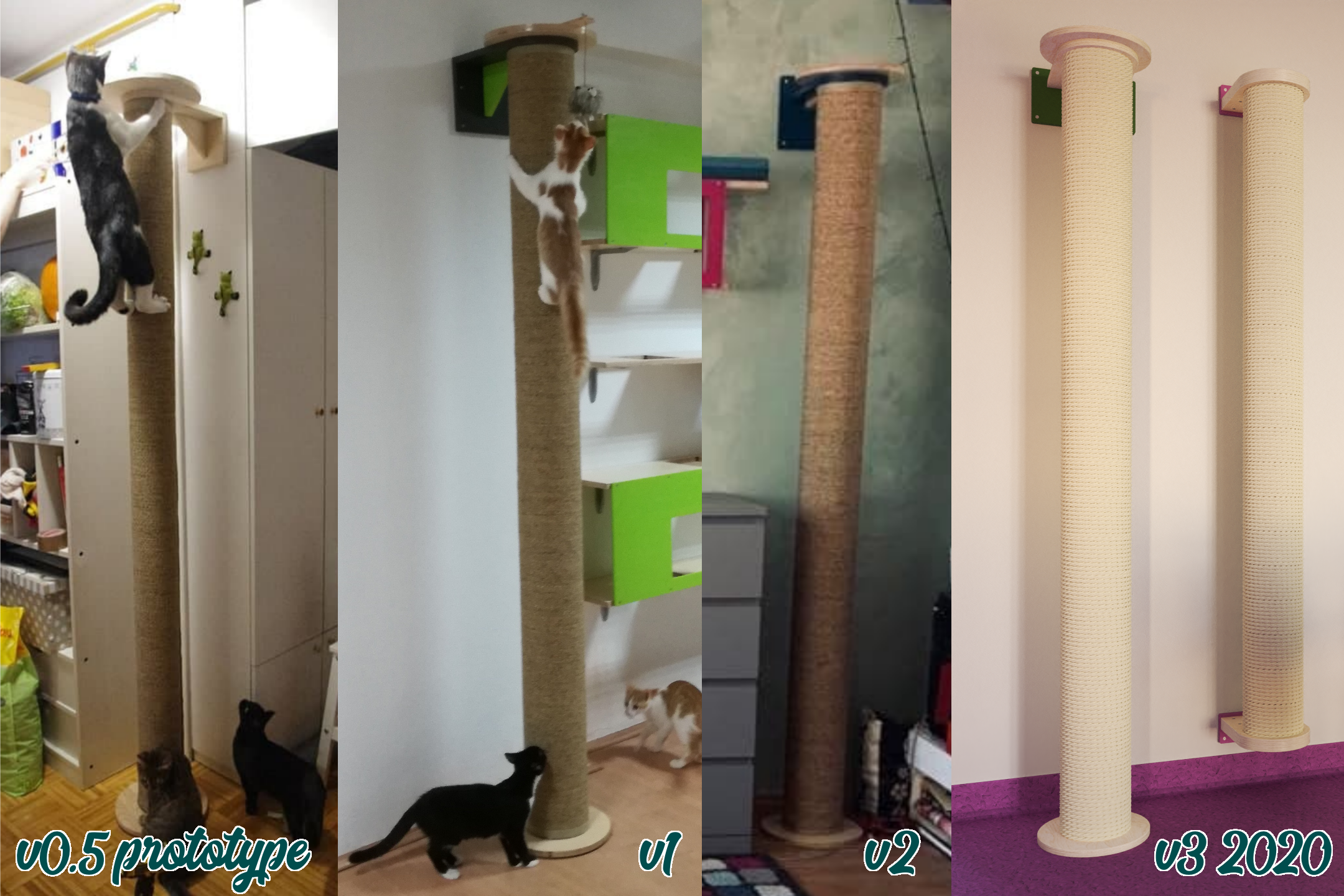 Cat Wall Scratching Pole Post Shelf - Mounty Chonk - Scratchy Things Premium Pet Furniture