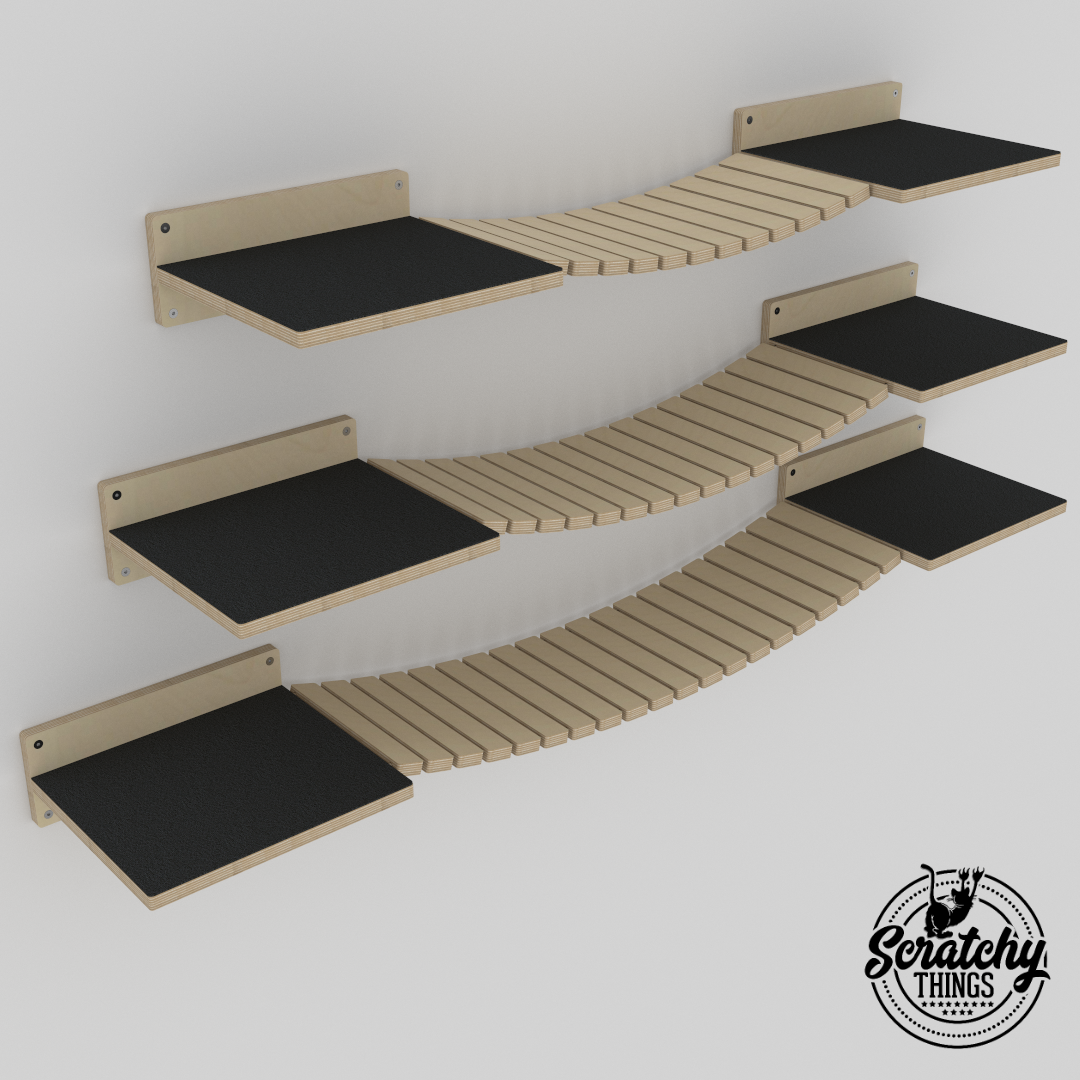 Cat Wall Bridge Shelf Step - Wally Bridge (Flat- Flat mount) - Scratchy Things Premium Pet Furniture
