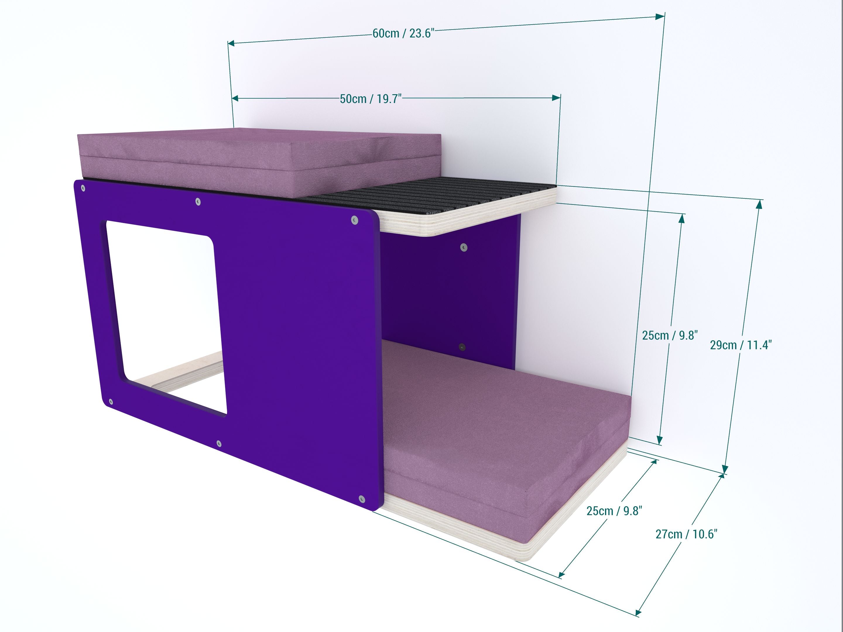 Cat Wall Shelf Bed Corner Tunnel - Wally CornerTunnel Upside-Down - Scratchy Things Premium Pet Furniture