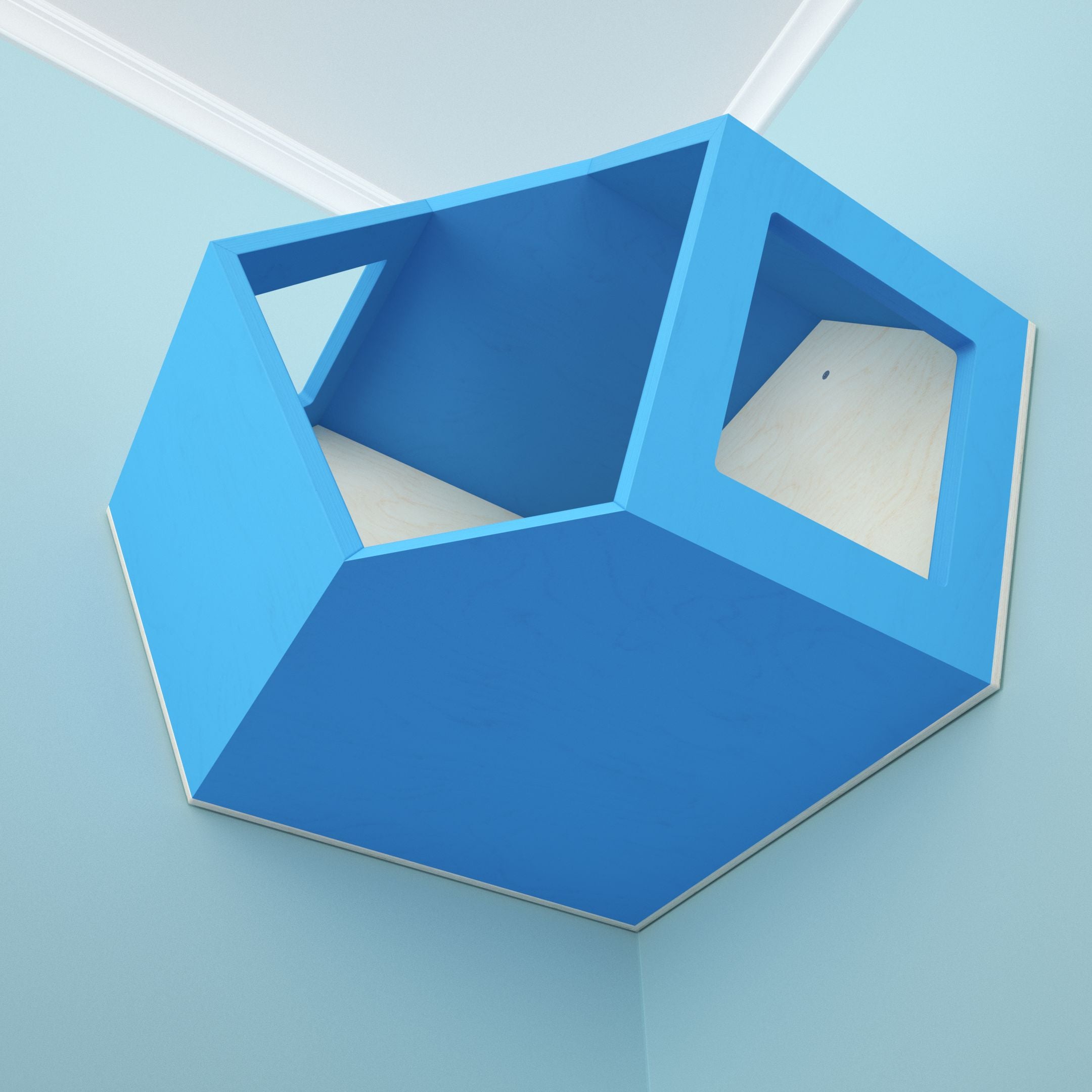 Cat Wall Shelf Hexagonal Corner Bed - Wally Hex Corner 30 - Scratchy Things Premium Pet Furniture