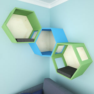Cat Wall Shelf Hexagonal Corner Bed - Wally Hex Corner 30 - Scratchy Things Premium Pet Furniture