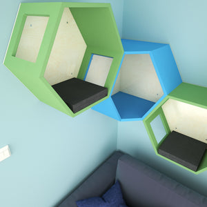 Cat Wall Shelf Hexagonal Corner Bed - Wally Hex Corner 30 - Scratchy Things Premium Pet Furniture