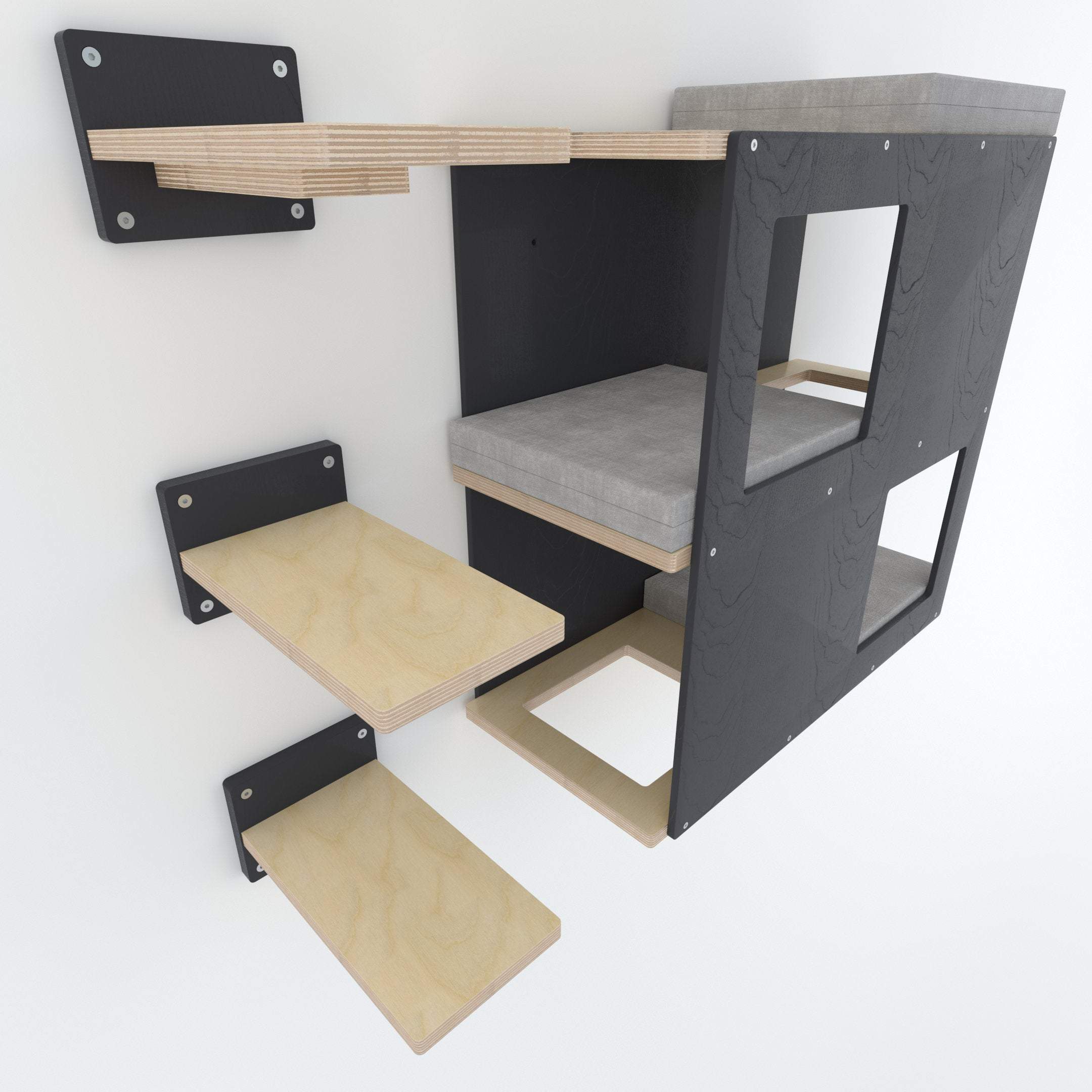 Big Cat Wall Shelf Bed Bundle - Wally BigCat Loft Bundle - Scratchy Things Premium Pet Furniture