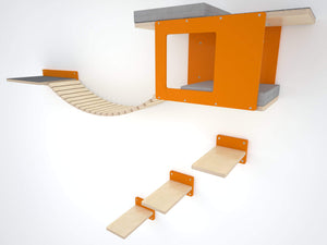 Big Cat Wall Shelf Bed Bundle - Wally BigCat Mini Play Bundle - Scratchy Things Premium Pet Furniture