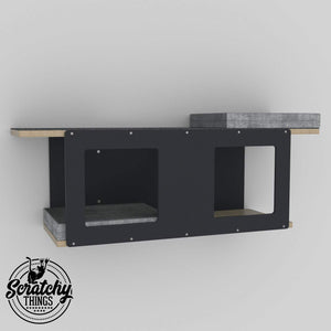 Big Cat Wall Shelf Bed Bundle - Wally BigCat Play Bundle - Scratchy Things Premium Pet Furniture