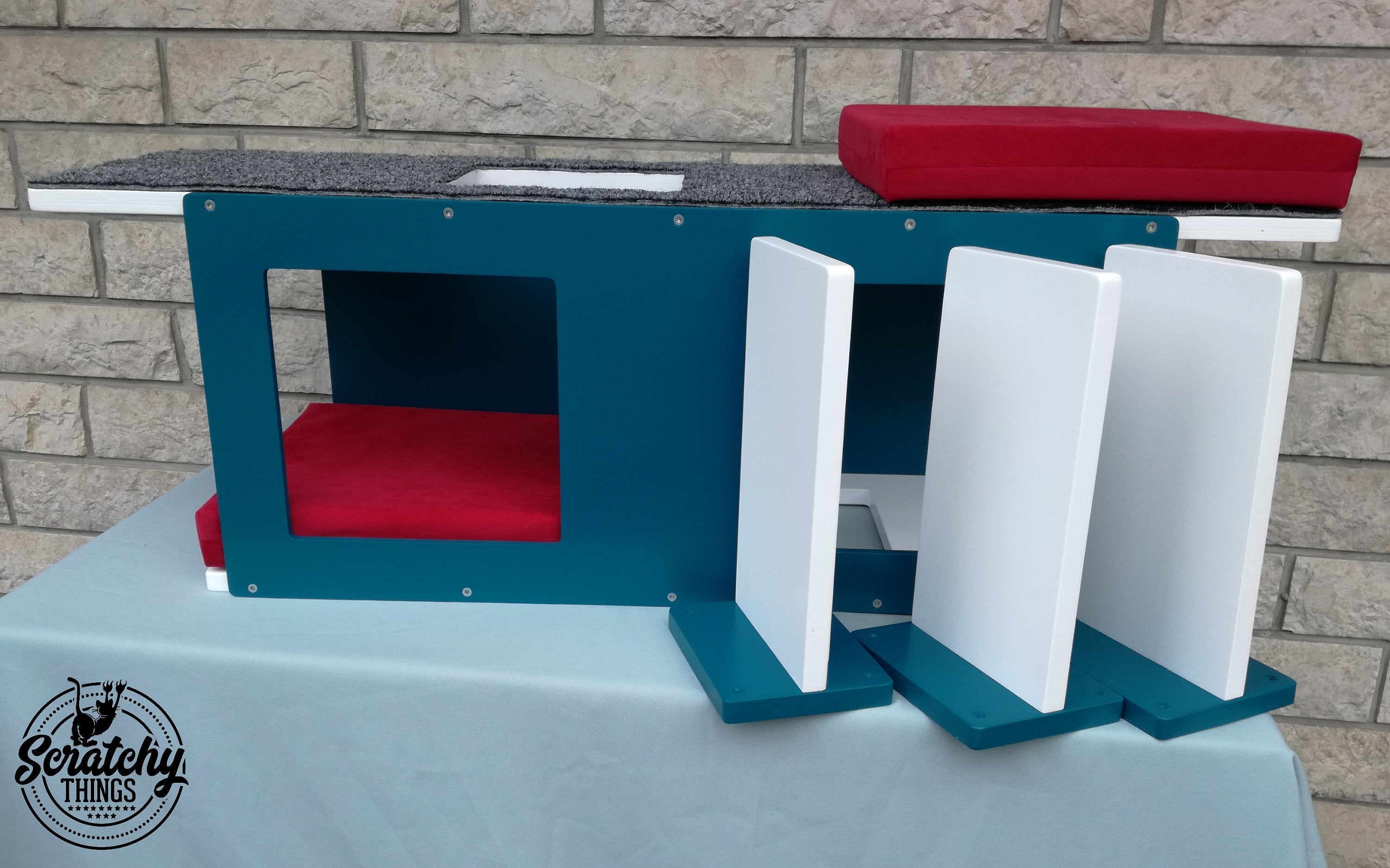 Big Cat Wall Shelf Bed Bundle - Wally BigCat Tunnel Bundle - Scratchy Things Premium Pet Furniture