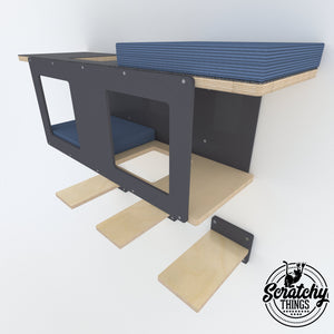 Big Cat Wall Shelf Bed Bundle - Wally BigCat Tunnel Bundle - Scratchy Things Premium Pet Furniture