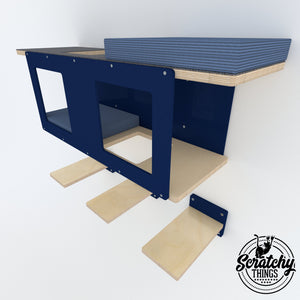 Big Cat Wall Shelf Bed Bundle - Wally BigCat Tunnel Bundle - Scratchy Things Premium Pet Furniture