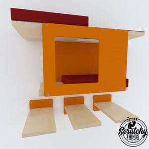 Big Cat Wall Shelf Bed Bundle - Wally BigCat Tunnel Mini Bundle - Scratchy Things Premium Pet Furniture