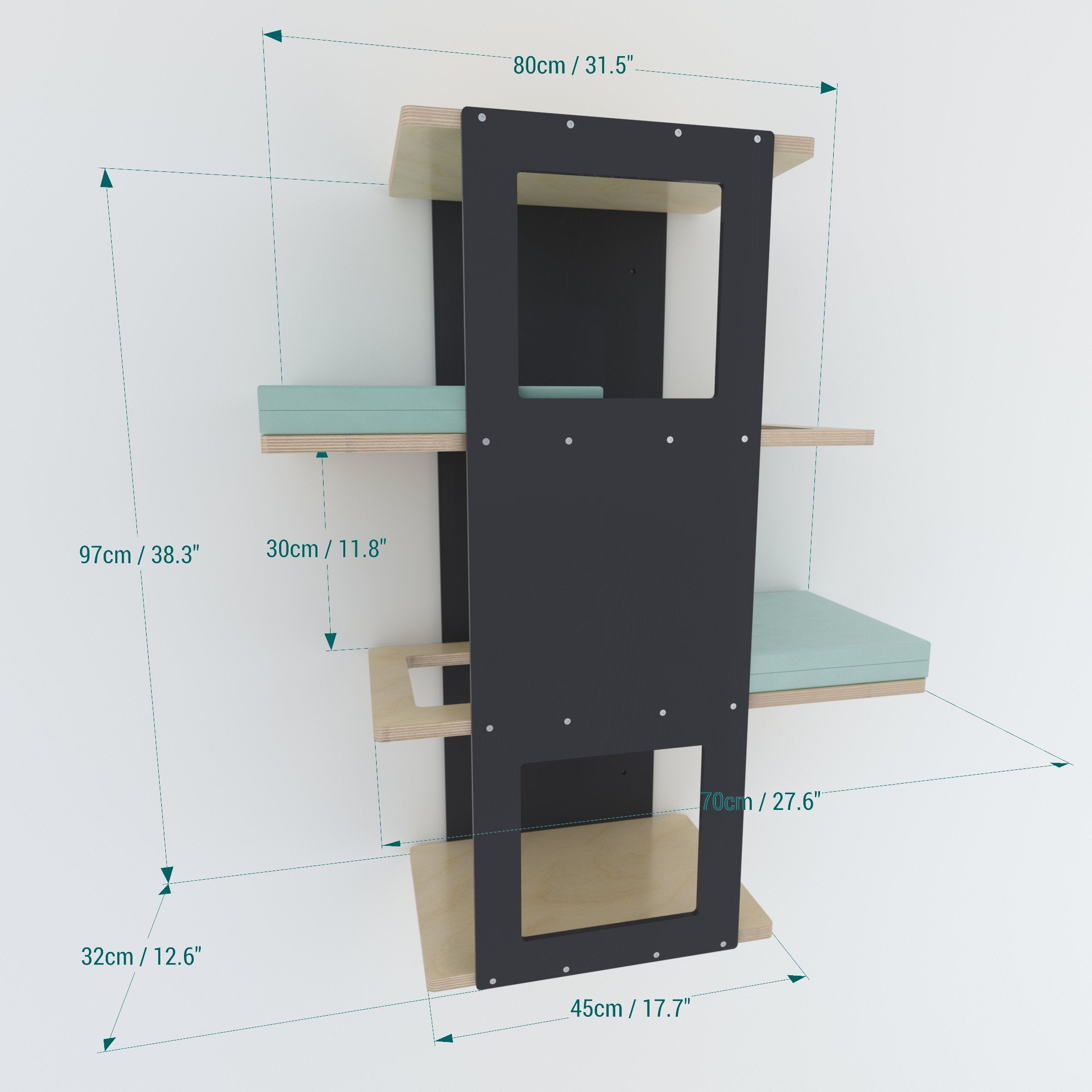 Big Cat Wall Shelf Bed - Wally BigCat Stacker - Scratchy Things Premium Pet Furniture
