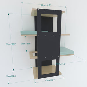 Big Cat Wall Shelf Bed - Wally BigCat Stacker - Scratchy Things Premium Pet Furniture