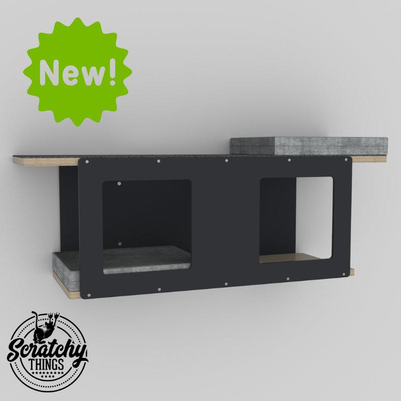 Big Cat Wall Shelf Bed - Wally BigCat Tunnel - Scratchy Things Premium Pet Furniture