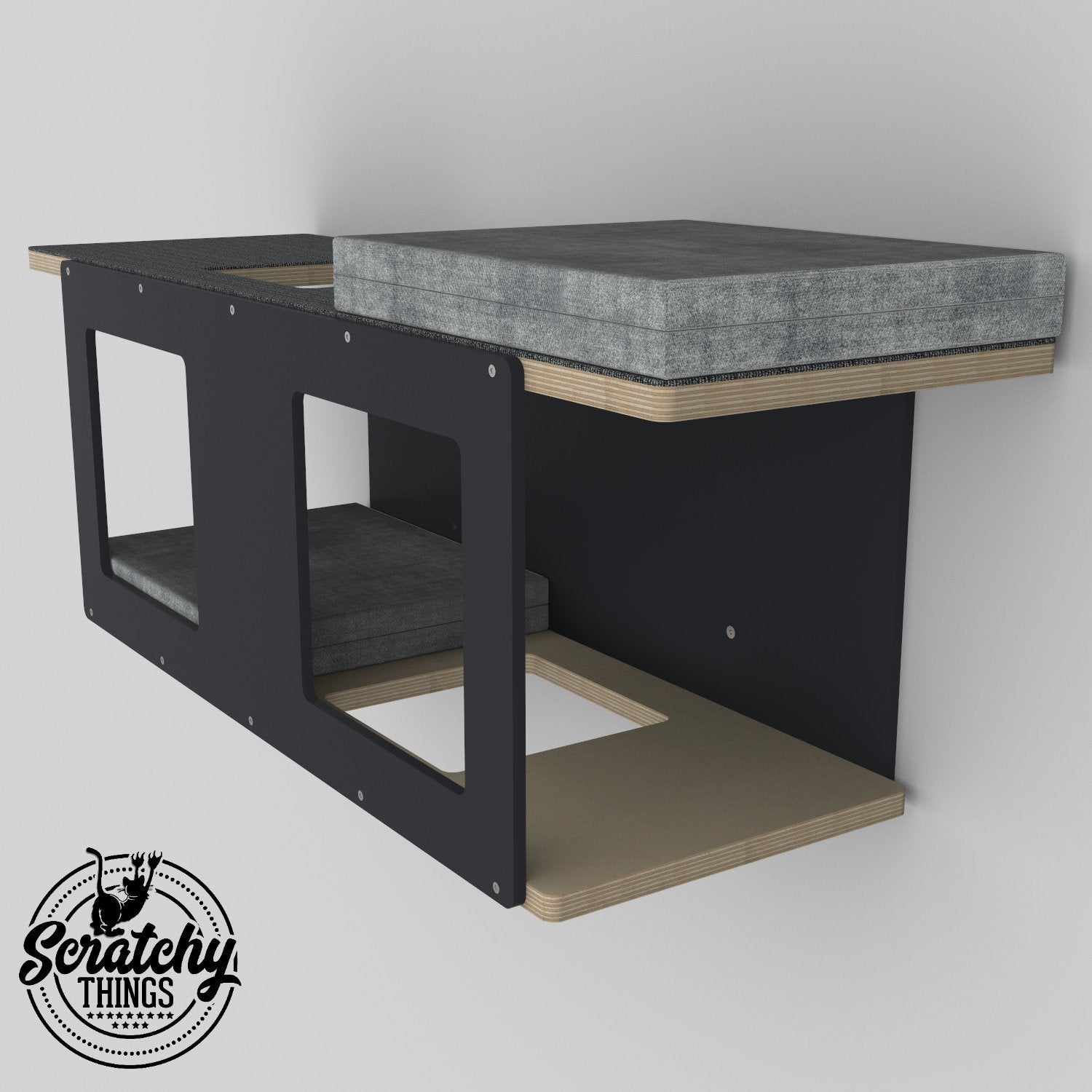 Big Cat Wall Shelf Bed - Wally BigCat Tunnel - Scratchy Things Premium Pet Furniture