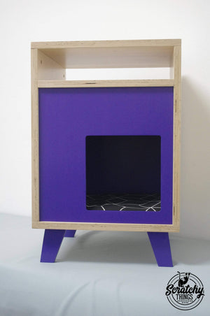 Cat Box House Bed - Boxy BedSide 40 - Scratchy Things Premium Pet Furniture