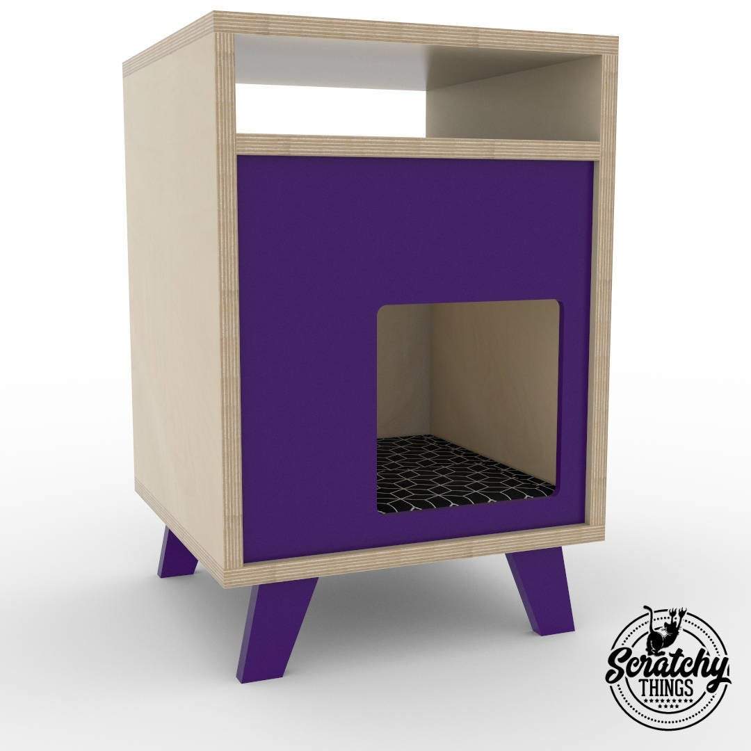 Cat Box House Bed - Boxy BedSide 40 - Scratchy Things Premium Pet Furniture