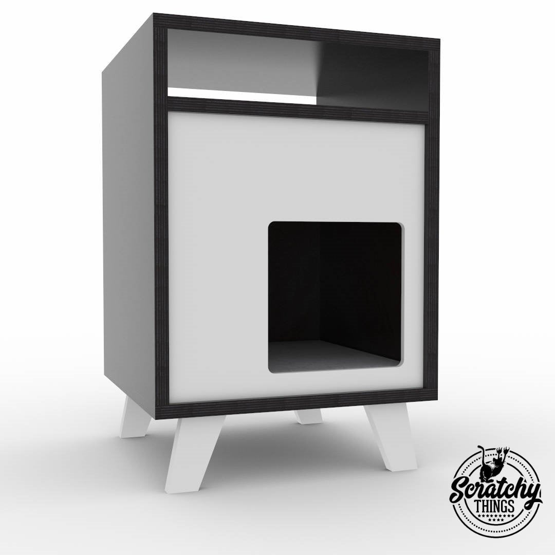 Cat Box House Bed - Boxy BedSide 40 - Scratchy Things Premium Pet Furniture