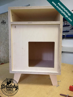 Cat Box House Bed - Boxy BedSide 40 - Scratchy Things Premium Pet Furniture