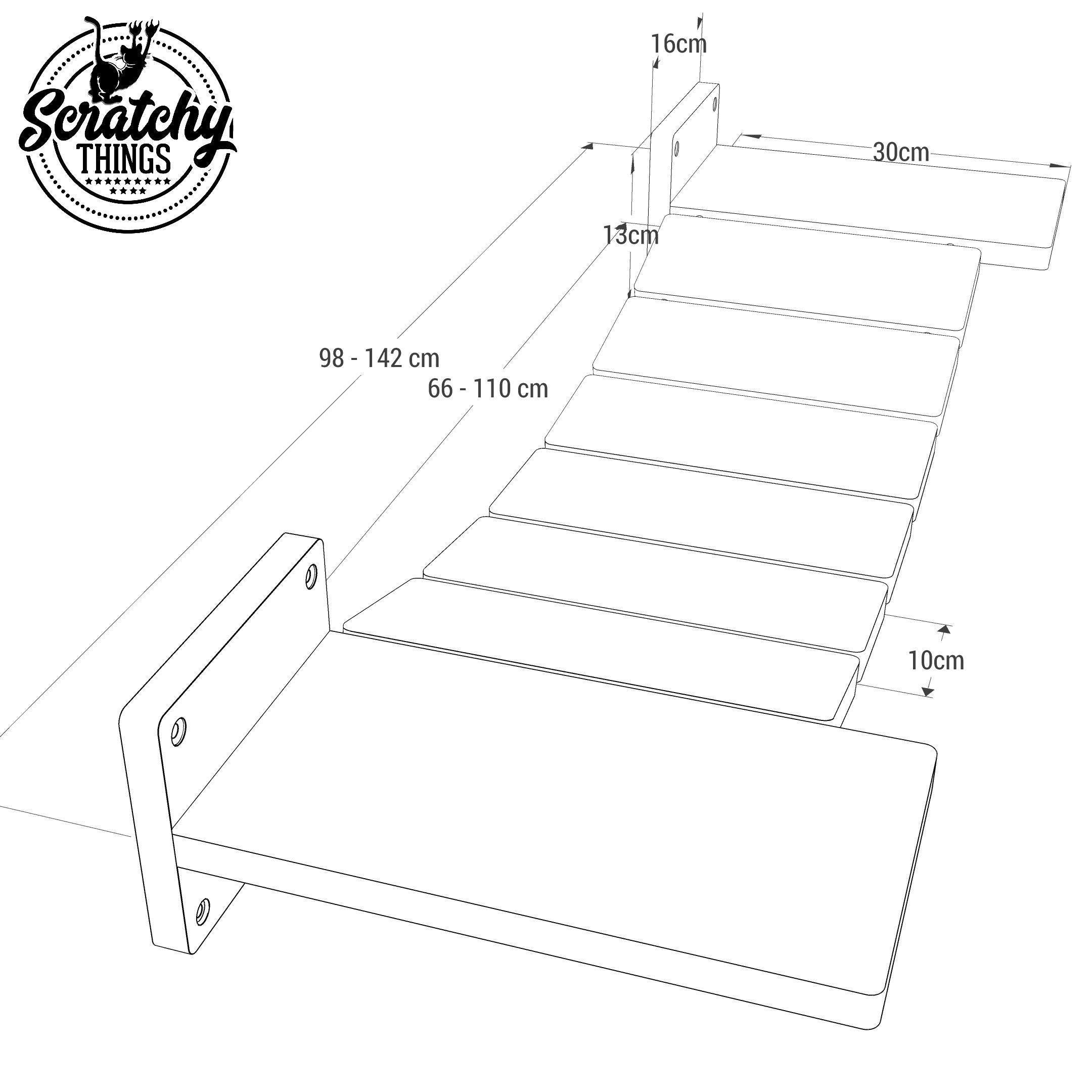 Cat Bridge Shelf Step Wide - Wally WideBridge (1Step - 1Step mount) - Scratchy Things Premium Pet Furniture