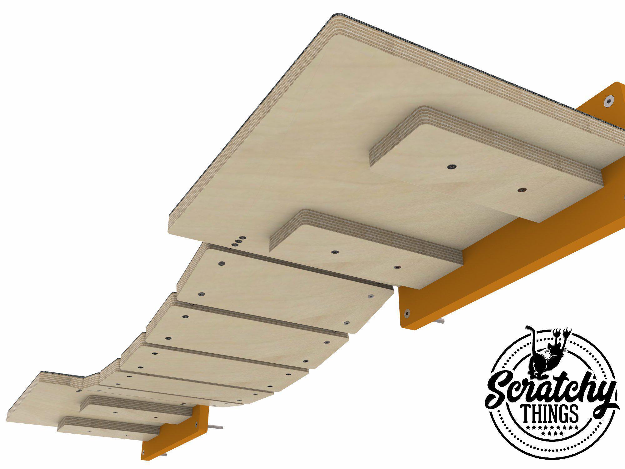 Cat Bridge Shelf Step Wide - Wally WideBridge (Flat - Flat mount) - Scratchy Things Premium Pet Furniture