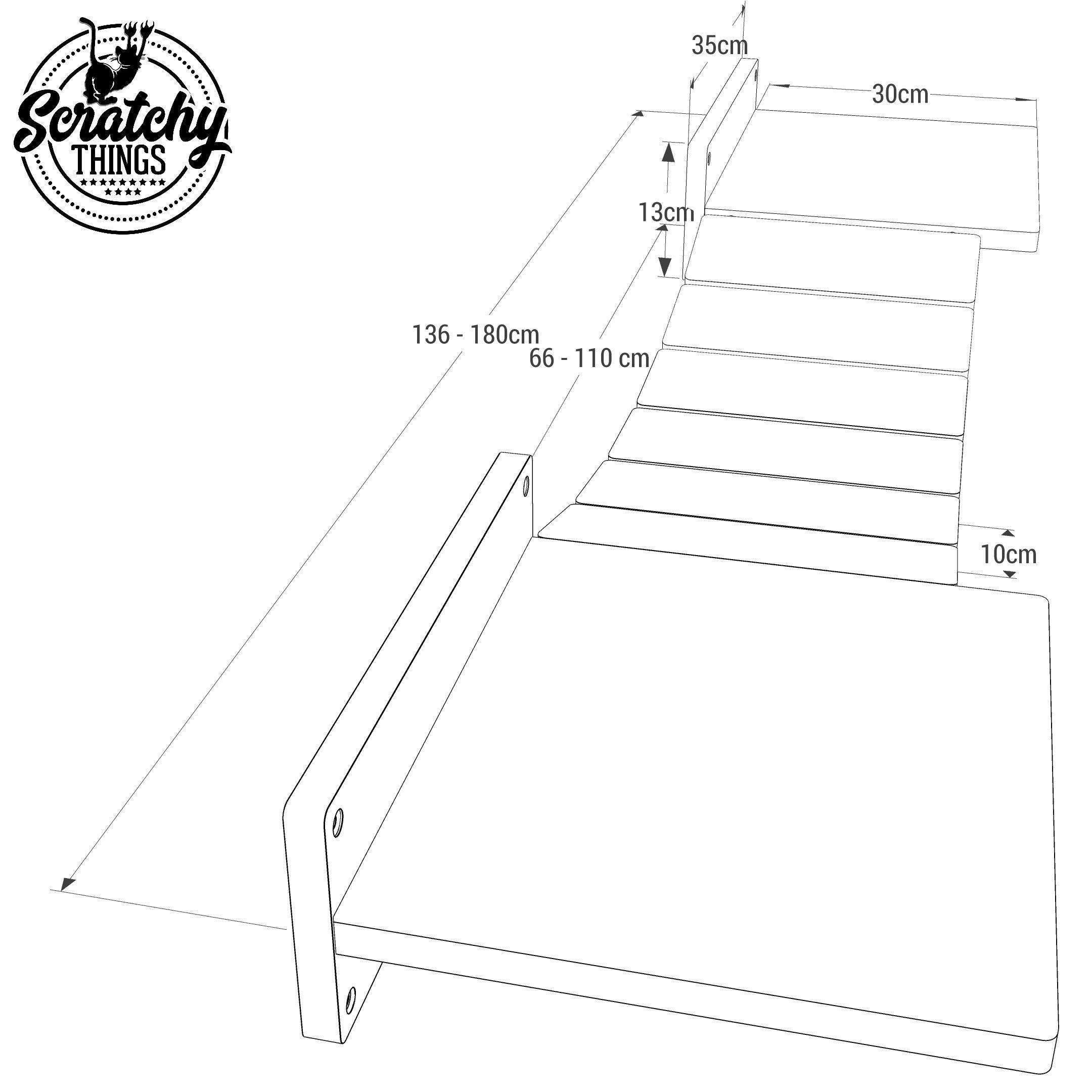 Cat Bridge Shelf Step Wide - Wally WideBridge (Flat - Flat mount) - Scratchy Things Premium Pet Furniture
