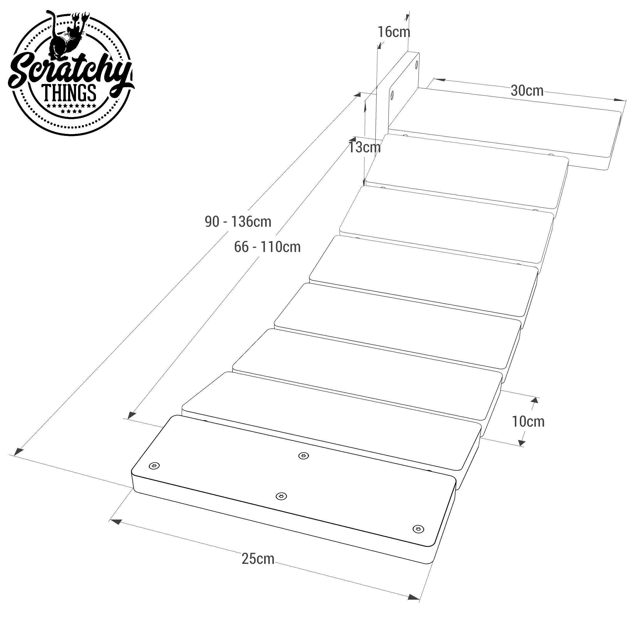 Cat Bridge Shelf Step Wide - Wally WideBridge (Solo - 1Step mount) - Scratchy Things Premium Pet Furniture