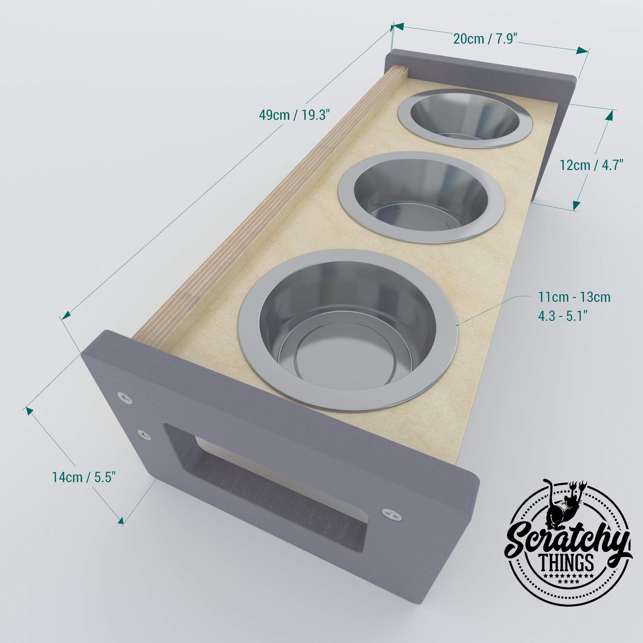 Cat Floor Feeder - Floory Brunch Trio - Scratchy Things Premium Pet Furniture