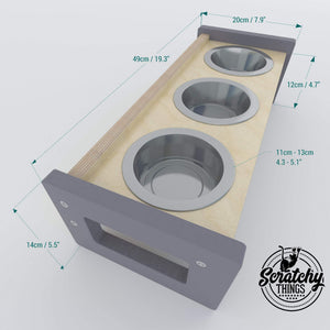 Cat Floor Feeder - Floory Brunch Trio - Scratchy Things Premium Pet Furniture