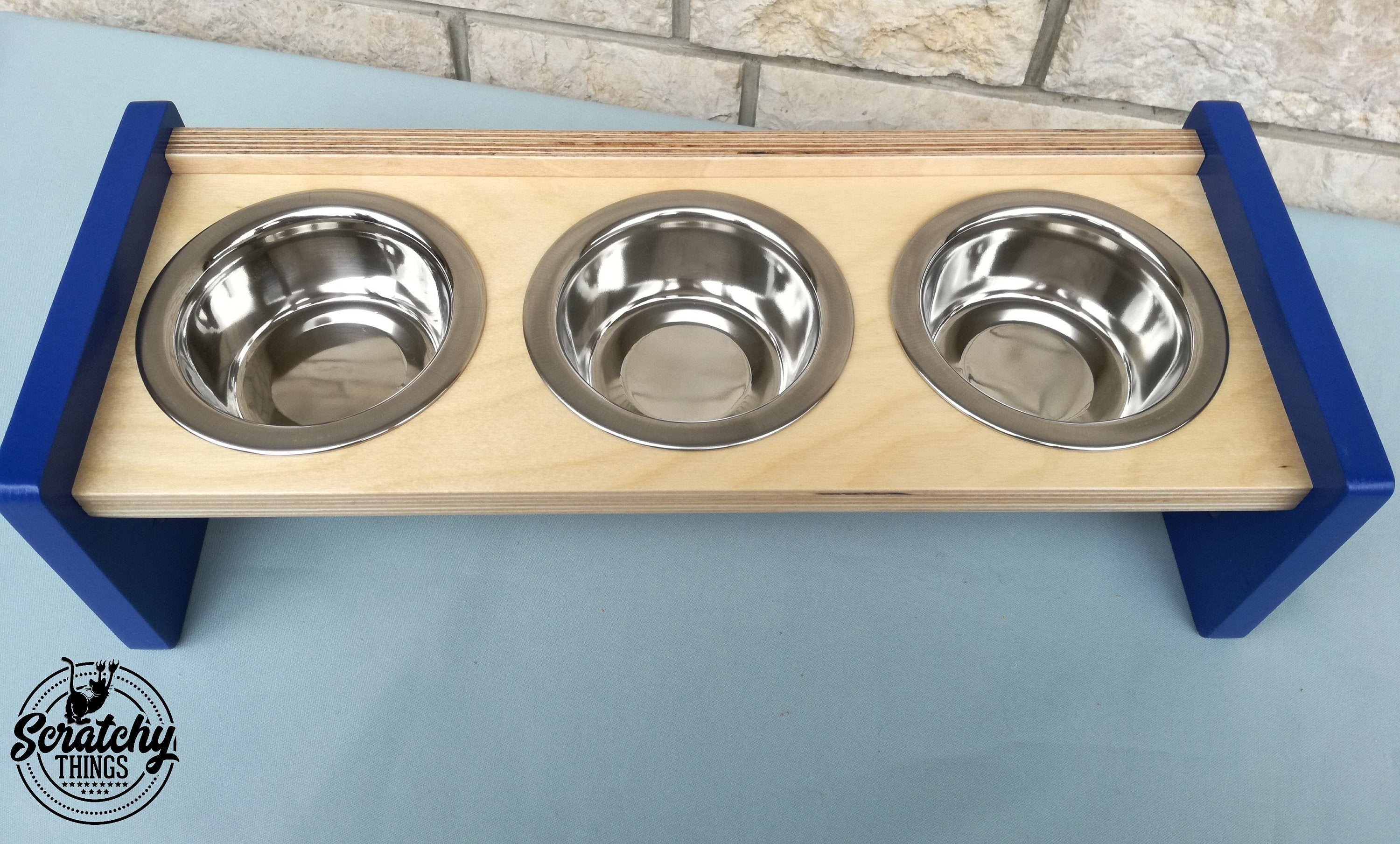 Cat Floor Feeder - Floory Brunch Trio - Scratchy Things Premium Pet Furniture