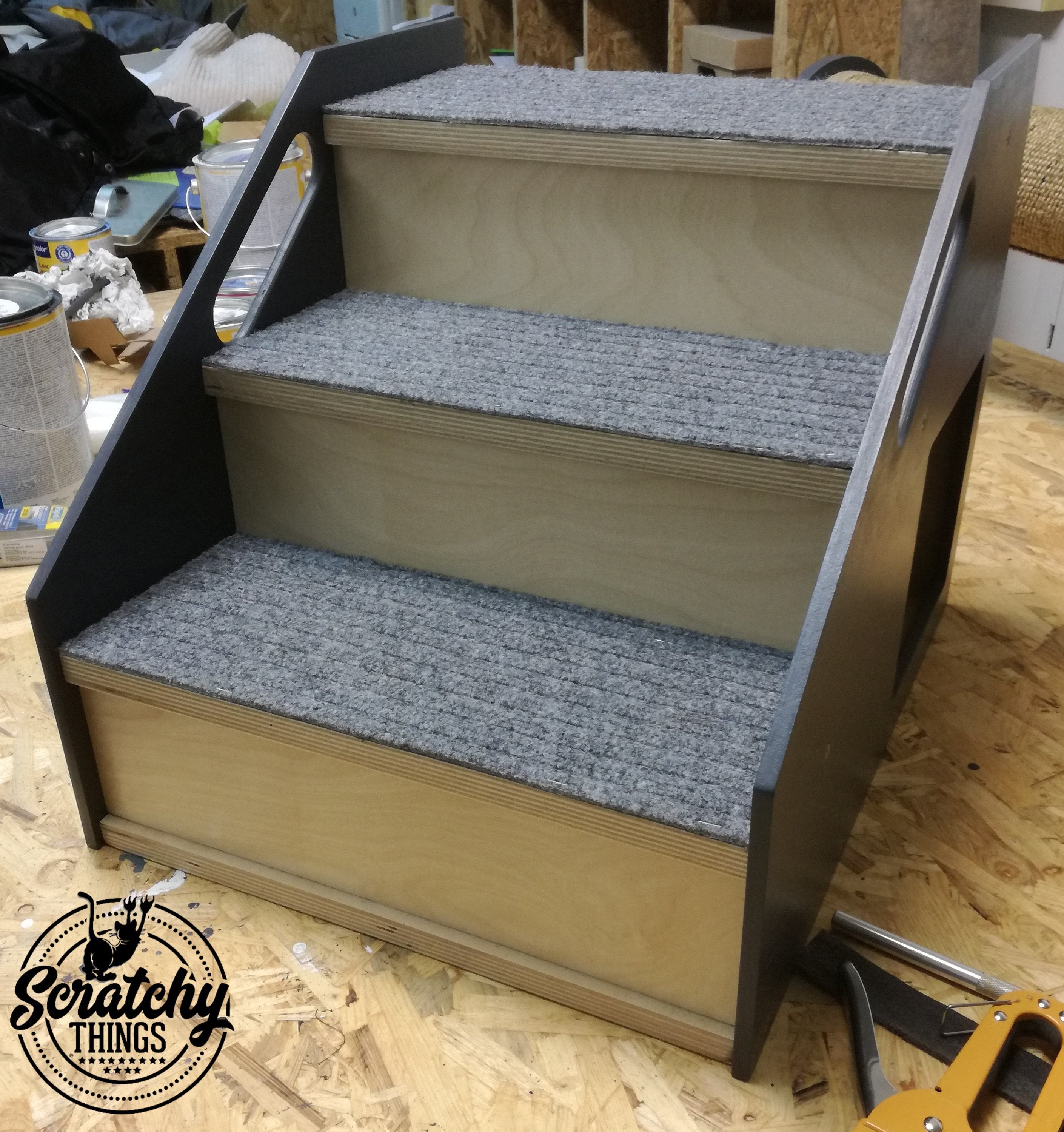 Cat Stairs Box House Bed - Boxy 3-Step - Scratchy Things Premium Pet Furniture