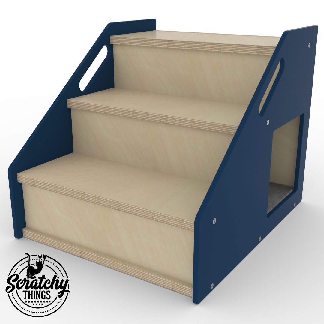 Cat Stairs Box House Bed - Boxy 3-Step - Scratchy Things Premium Pet Furniture