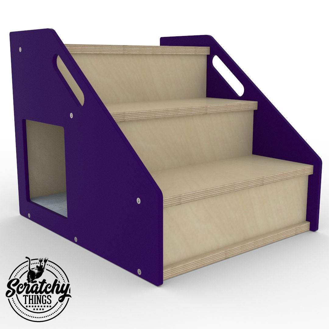 Cat Stairs Box House Bed - Boxy 3-Step - Scratchy Things Premium Pet Furniture