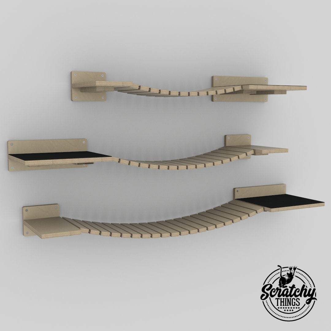 Cat Wall Bridge Shelf Step - Wally Bridge (1-Step - Flat mount) - Scratchy Things Premium Pet Furniture