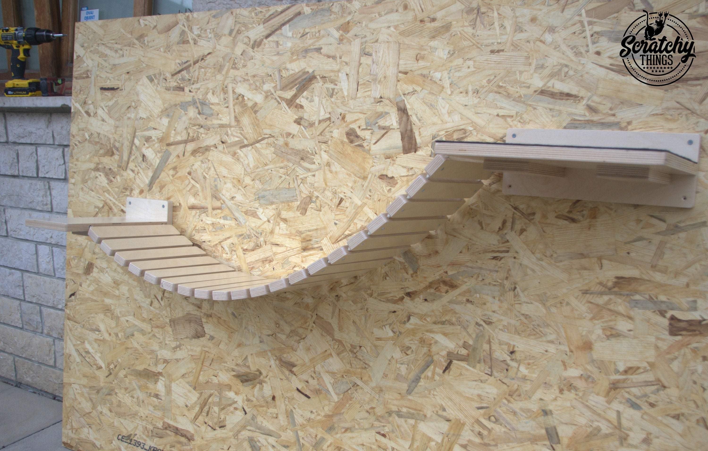 Cat Wall Bridge Shelf Step - Wally Bridge (1-Step - Flat mount) - Scratchy Things Premium Pet Furniture