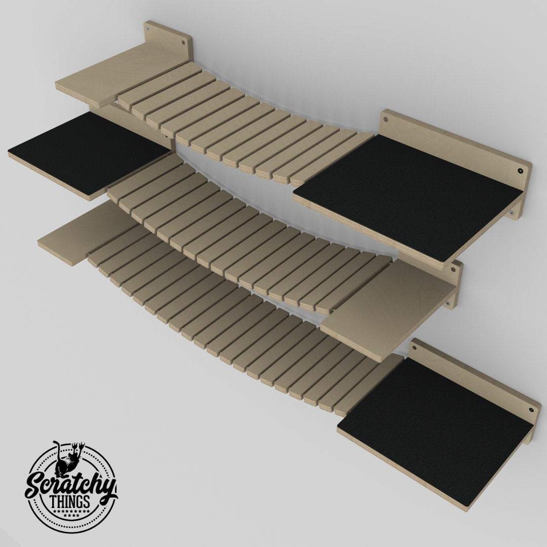 Cat Wall Bridge Shelf Step - Wally Bridge (1-Step - Flat mount) - Scratchy Things Premium Pet Furniture