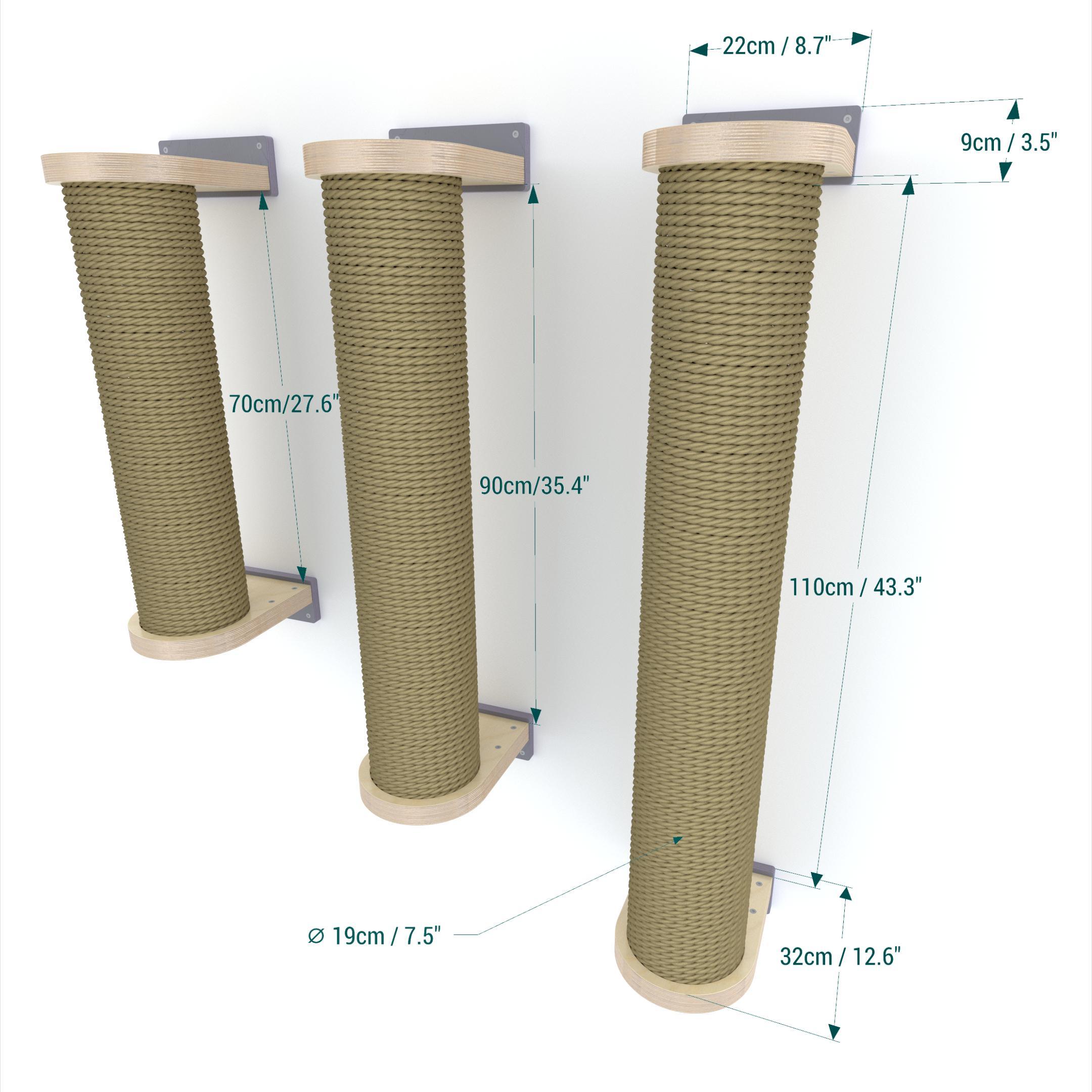 Cat Wall Scratching Pole Post Shelf - Wally Chonk Post - Huge cat scratching pole - Scratchy Things Premium Pet Furniture