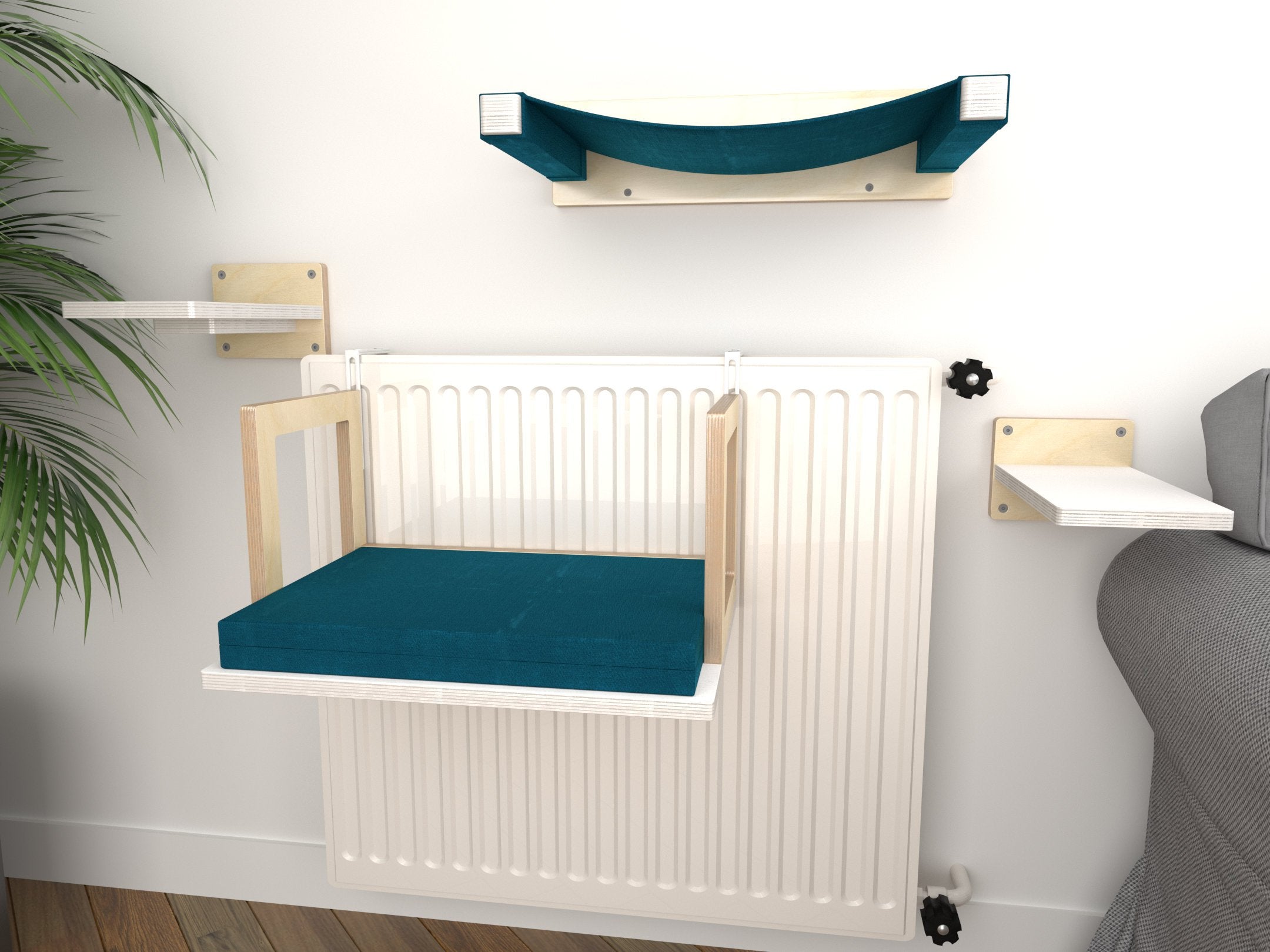 Cat Wall Shelf Bed Bundle - Double Heater Bundle - Scratchy Things Premium Pet Furniture