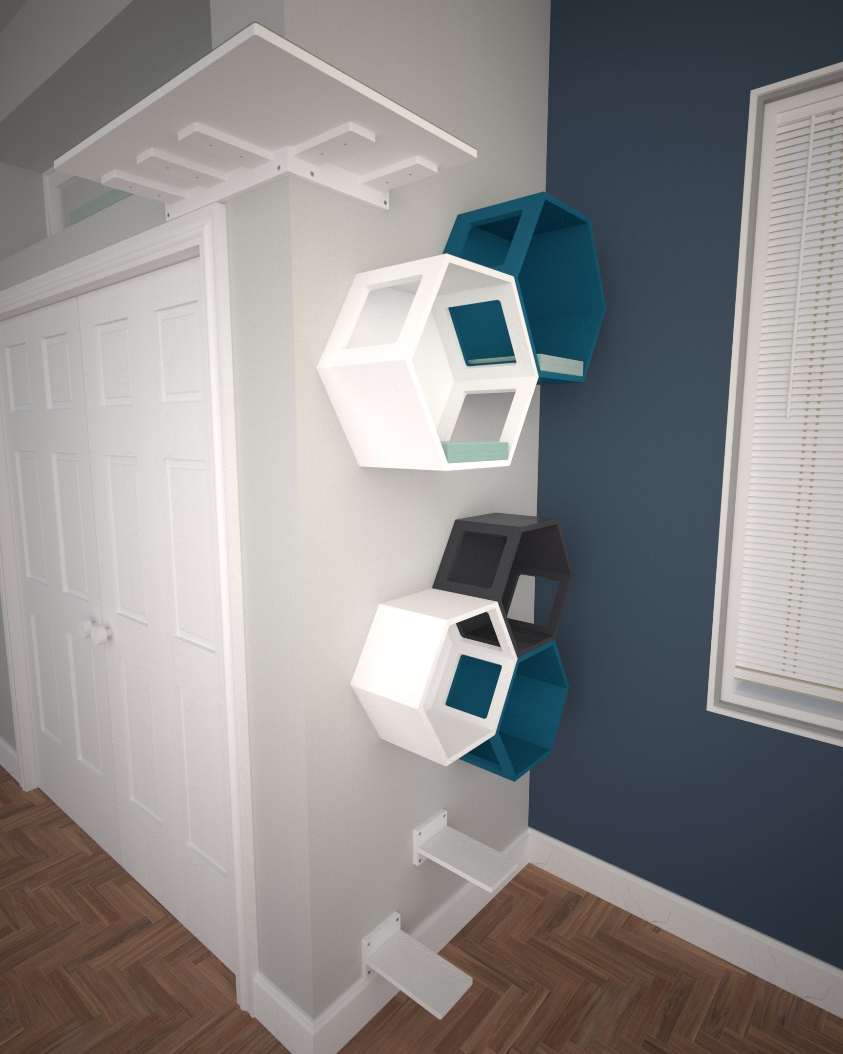 Cat Wall Shelf Bed Bundle - Honeycomb Heights Bundle - Scratchy Things Premium Pet Furniture