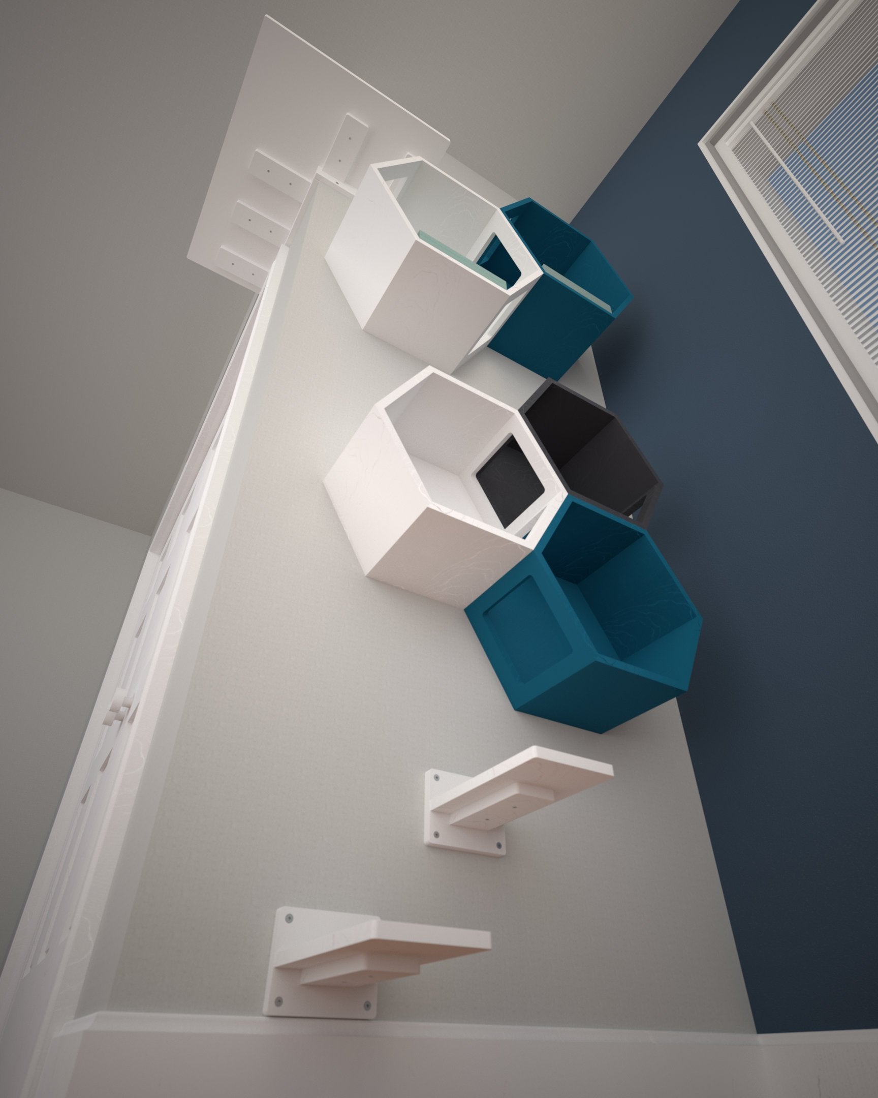 Cat Wall Shelf Bed Bundle - Honeycomb Heights Bundle - Scratchy Things Premium Pet Furniture