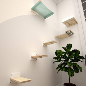Cat Wall Shelf Bed Feeder Hammock Corner - Wally Corner Feeder Bundle - Scratchy Things Premium Pet Furniture
