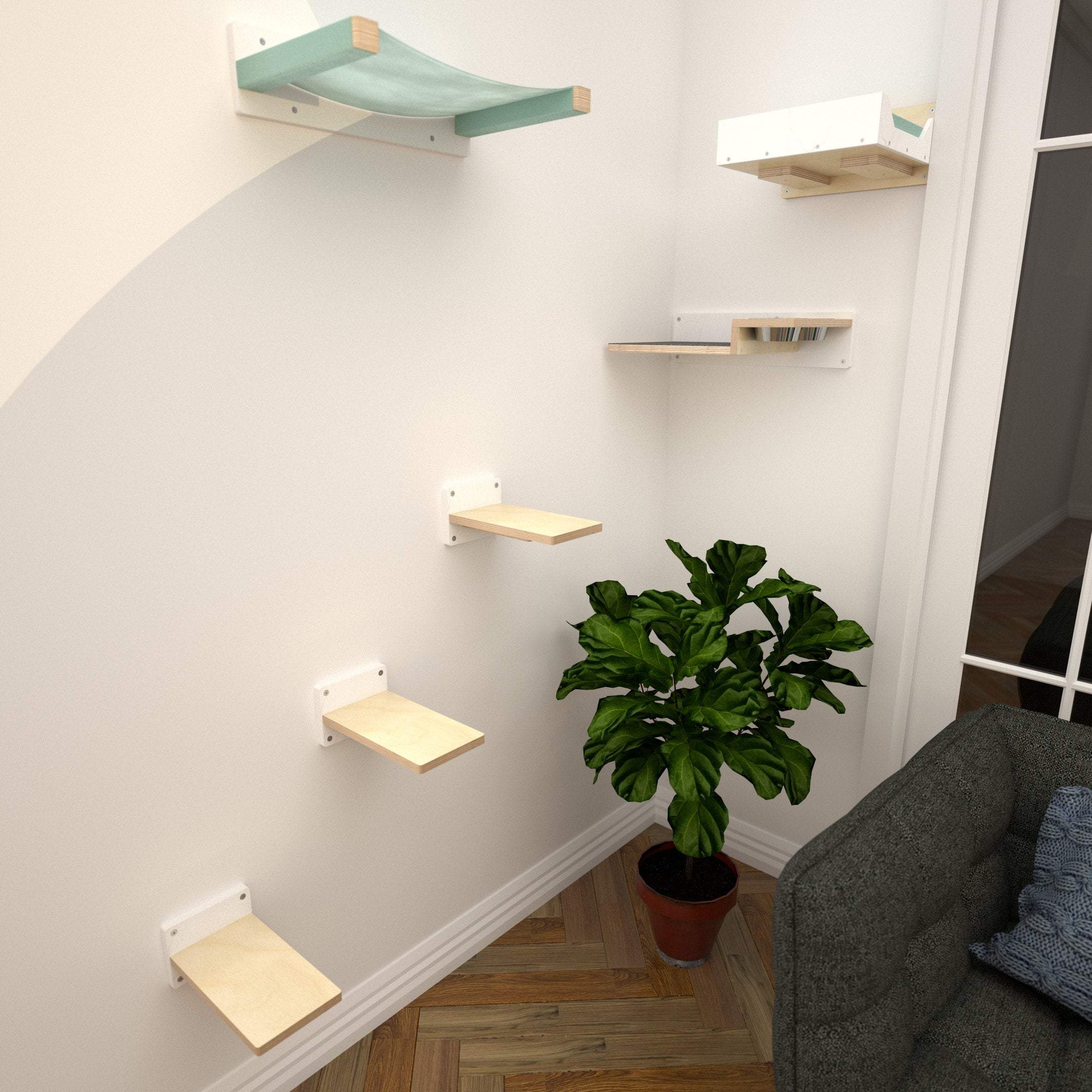 Cat Wall Shelf Bed Feeder Hammock Corner - Wally Corner Feeder Bundle - Scratchy Things Premium Pet Furniture