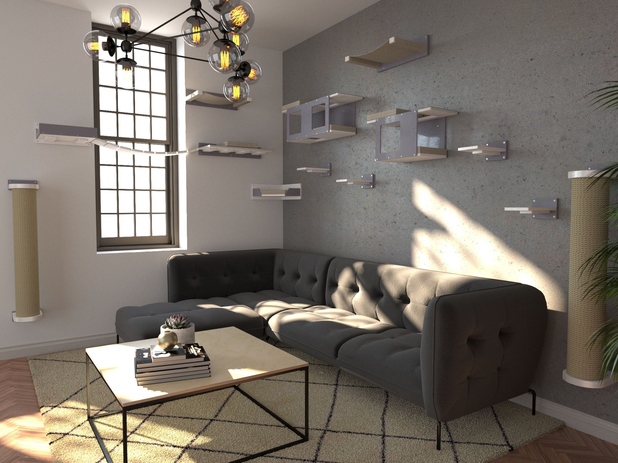 Cat Wall Shelf Bed Scratching Post Bundle - Big Scratchy Bundle - Scratchy Things Premium Pet Furniture