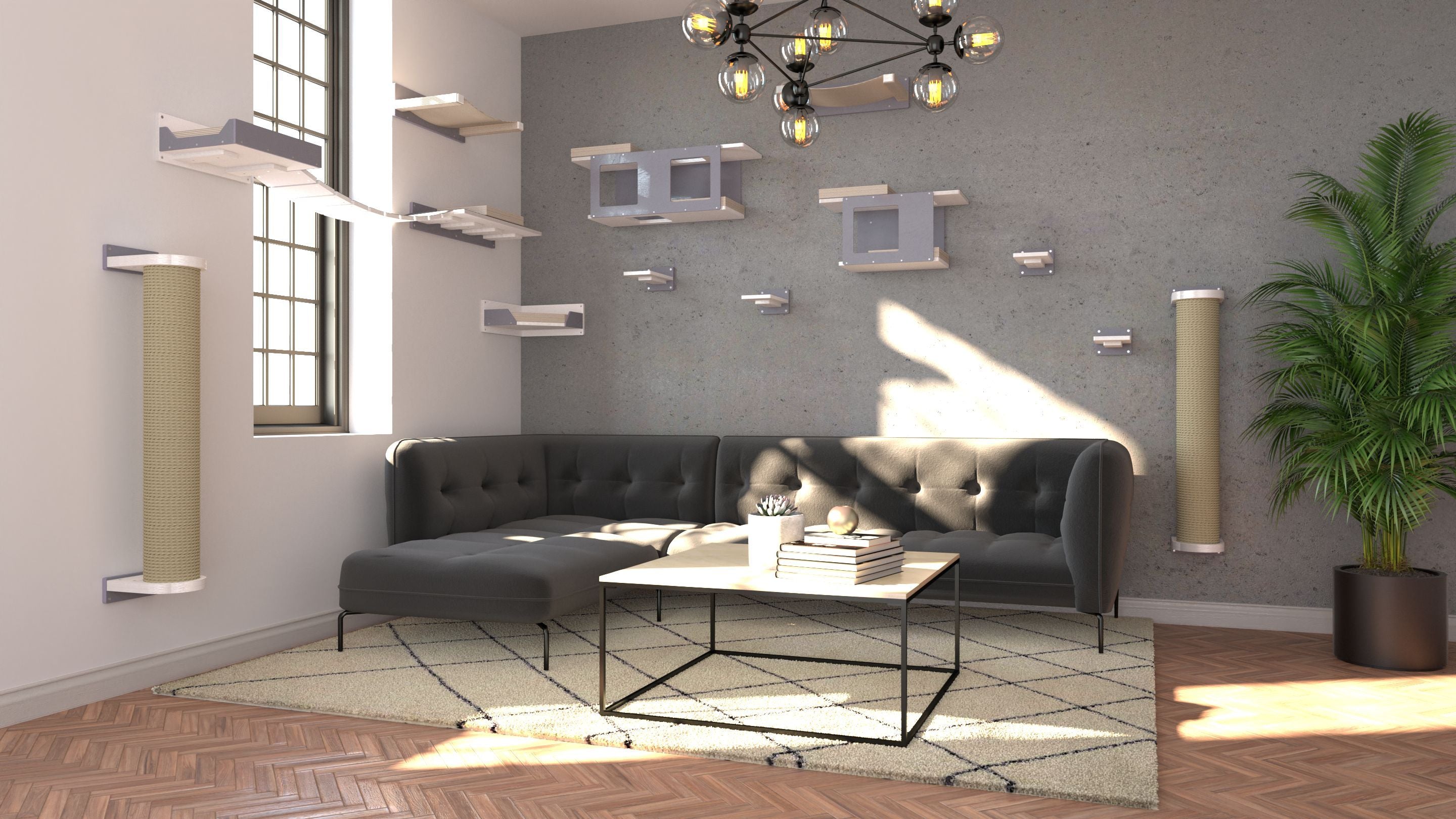 Cat Wall Shelf Bed Scratching Post Bundle - Big Scratchy Bundle - Scratchy Things Premium Pet Furniture