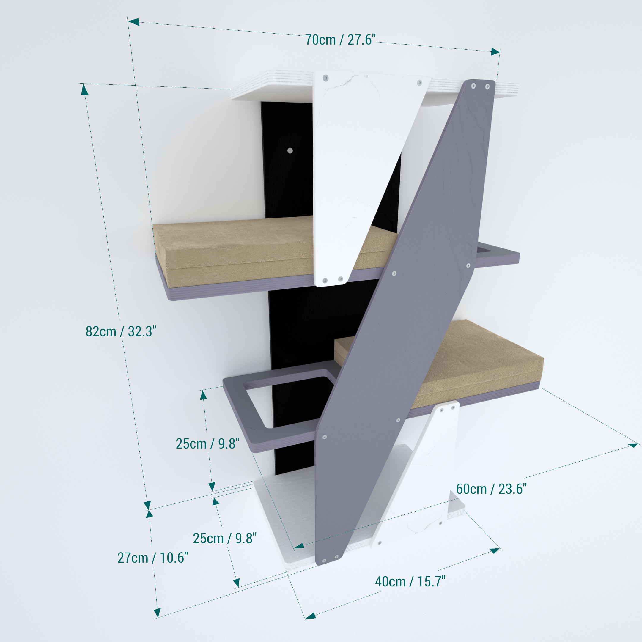 Cat Wall Shelf Bed - Sharp Stacker - Scratchy Things Premium Pet Furniture