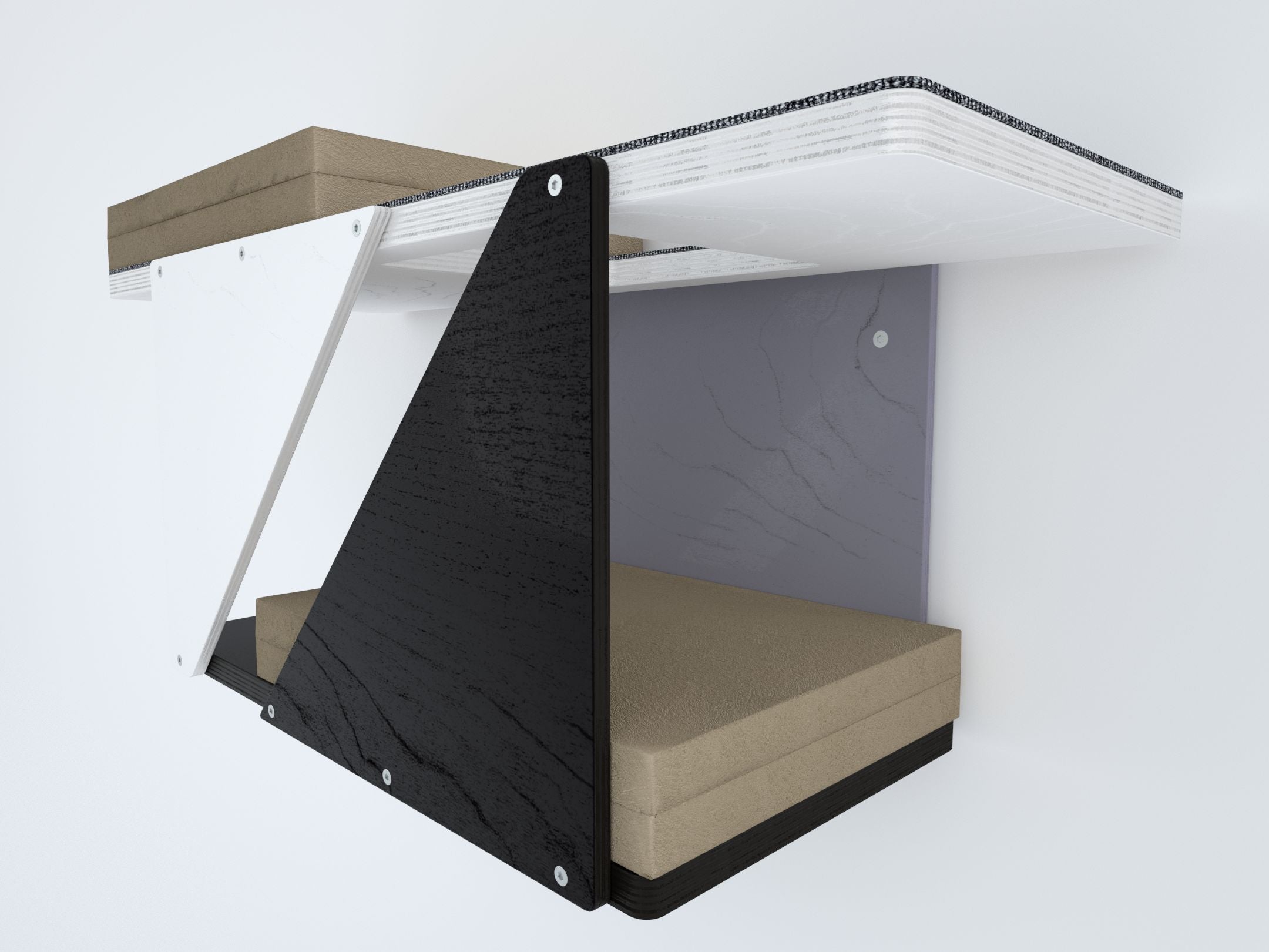 Cat Wall Shelf Bed Modern Tunnel Perch - Sharp Tunnel Mini - Scratchy Things Premium Pet Furniture