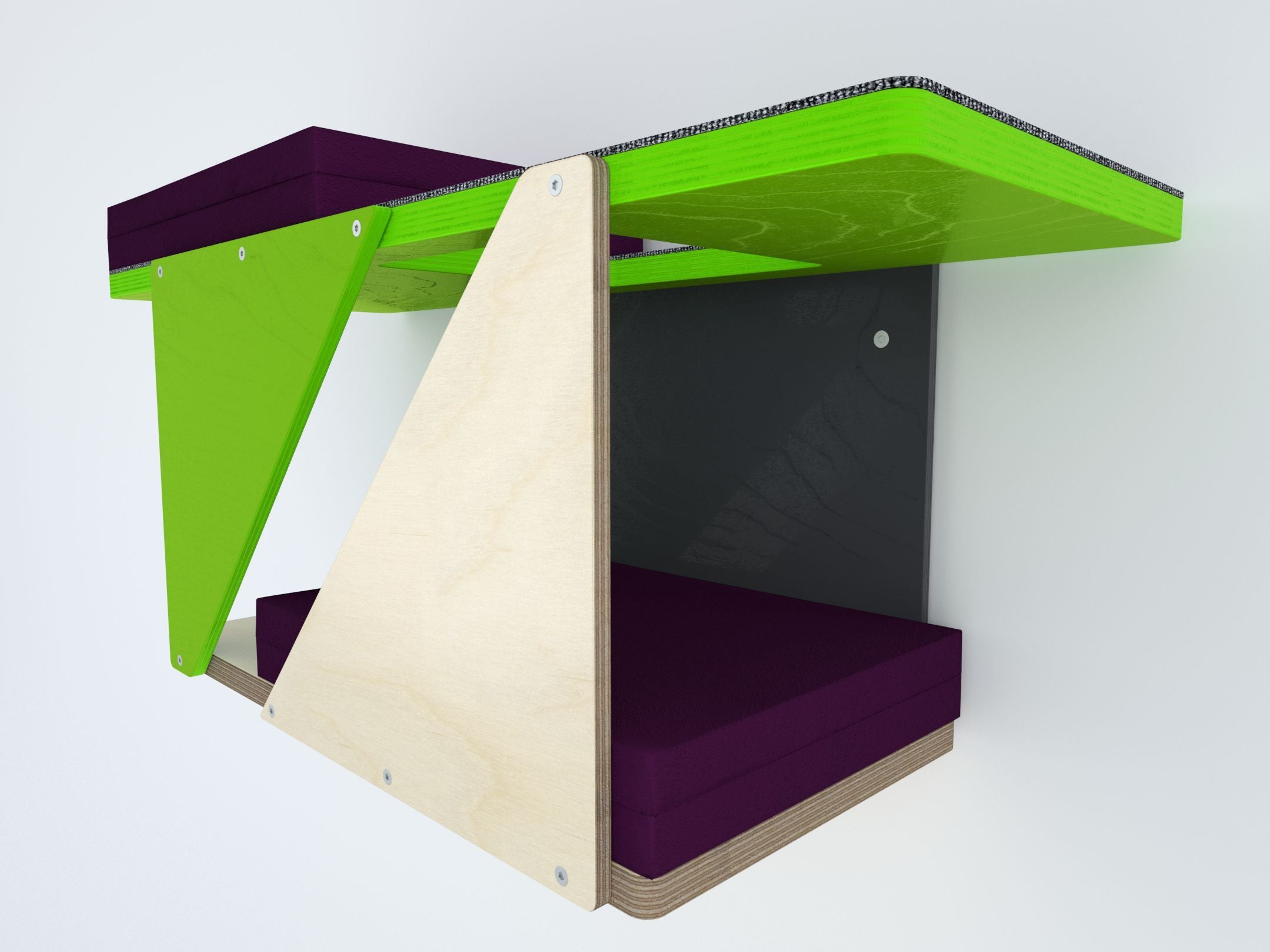 Cat Wall Shelf Bed Modern Tunnel Perch - Sharp Tunnel Mini - Scratchy Things Premium Pet Furniture