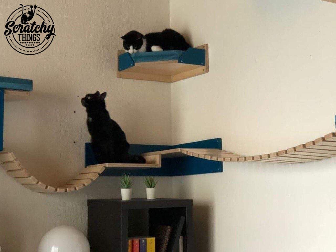 Cat Wall Shelf Bridge Bed Bundle - Big Corner Bundle - Scratchy Things Premium Pet Furniture