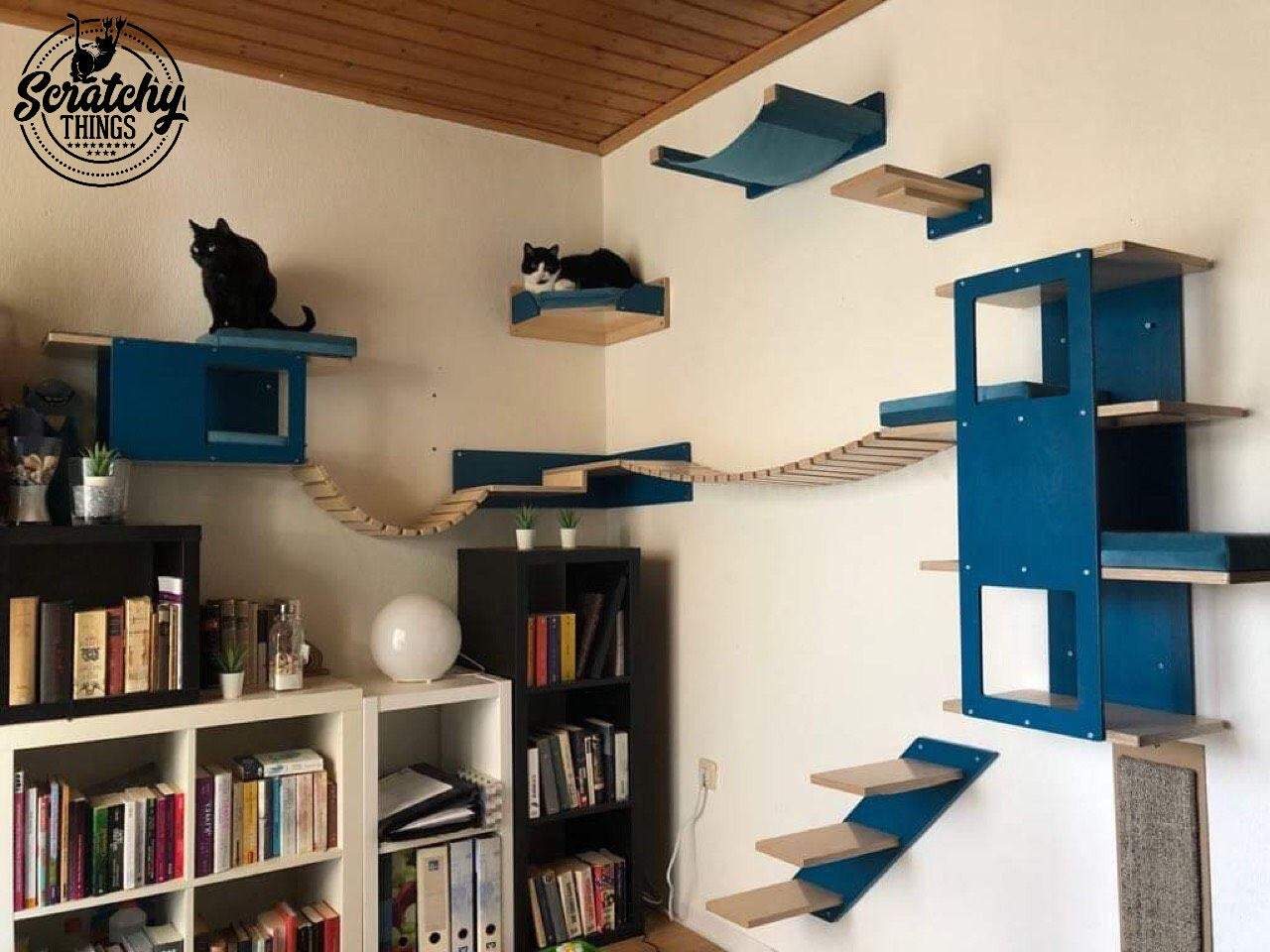 Cat Wall Shelf Bridge Bed Bundle - Big Corner Bundle - Scratchy Things Premium Pet Furniture